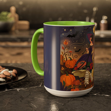 🌙🎃 The Moonlit Garden Walk Colorful Mug – Elegant Halloween Charm