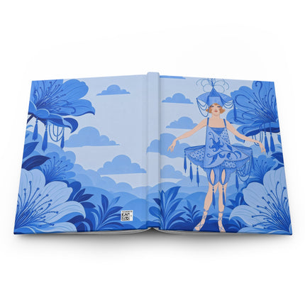 💙🌸 The Lady Of The Sapphire Blossom Garden Hardcover Journal – Art Deco Blue Floral Fantasy
