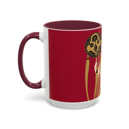 Butterfly Empress of the Crimson Pavilion Colorful Mug (11oz, 15oz) – Art Deco Beauty, Butterfly Elegance & Ornamental Style