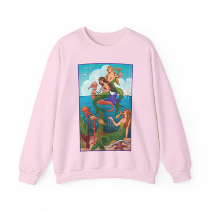Three Mermaids with Strings of Pearls by Carlo Chiostri Heavy Blend™ Crewneck Sweatshirt