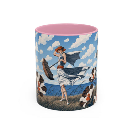 🌊🌼 The Windswept Seaside Promenade Colorful Mug – Art Deco Coastal Elegance