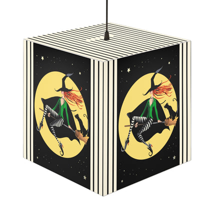 A Witch’s Moonlit Flight Light Cube Lamp