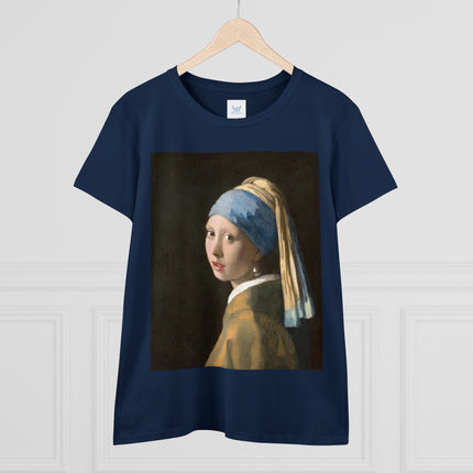 Girl with a Pearl Earring by Johannes Vermeer Women's Midweight Cotton Tee