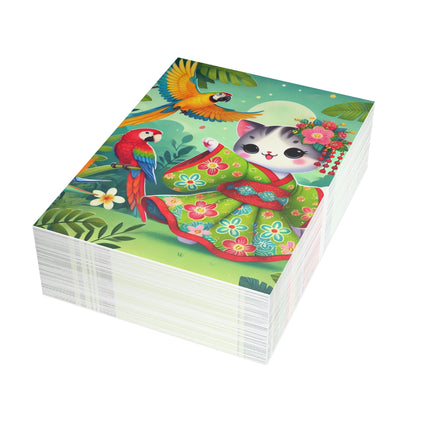 Parrot Dance of the Geisha Kitten Postcard Bundles (envelopes included) - Bundles of 10, 30, 50 Pieces