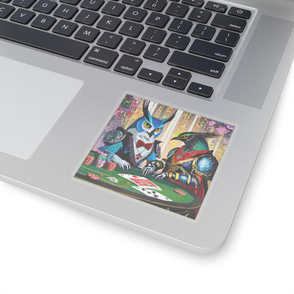 Cyberpunk Owl & Raven Kiss-Cut Stickers (4 Sizes)