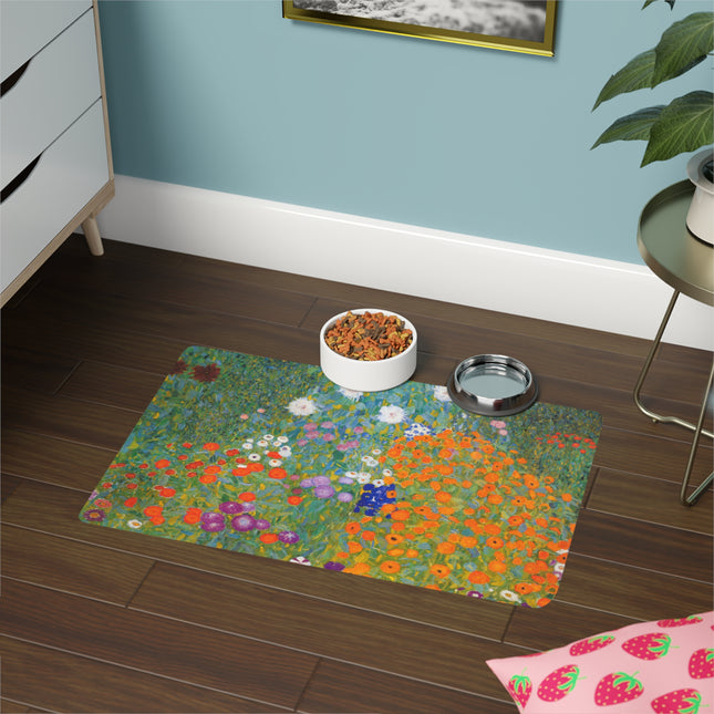Gustav Klimt Cottage Garden Pet Food Mat – Blooming Paradise