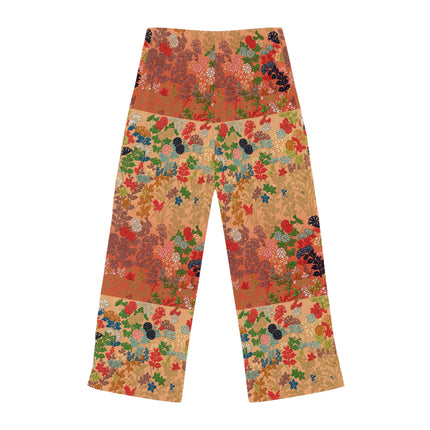 Japanese Fan Flower Pattern by G.A. Audsley Women's Pajama Pants (AOP)
