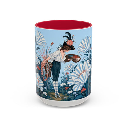 🎨💙 The Enchanted Garden Artist Colorful Mug – Art Deco Floral Whimsy