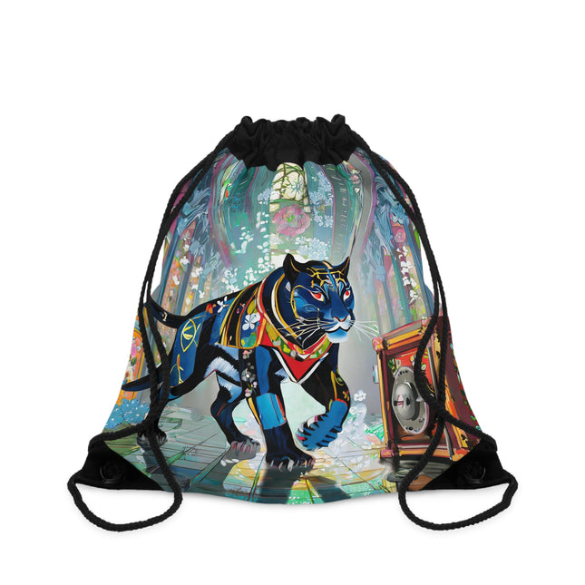 Cyber Panther's Hunt Drawstring Bag