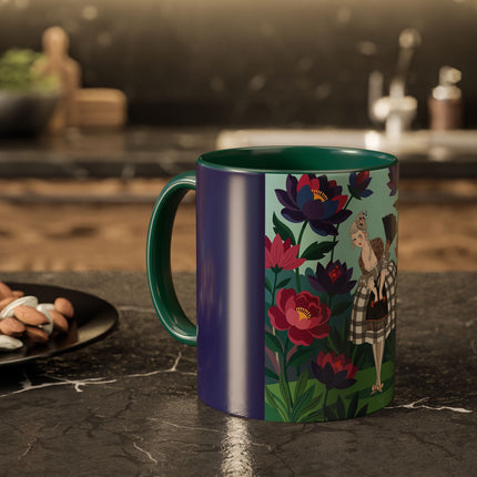 The Lady Of The Lotus Garden Colorful Mugs – Art Deco Botanical Elegance