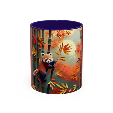 Red Panda at an Autumn Bamboo Grove Colorful Mugs (11oz, 15oz)