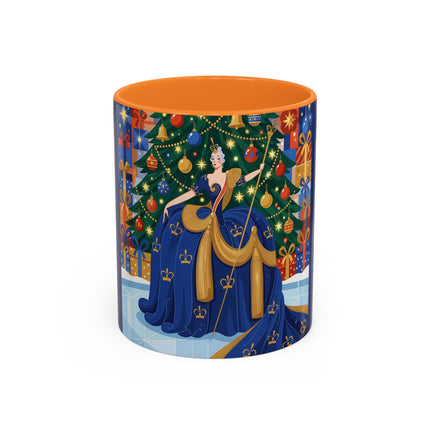 👑🎄 The Christmas Queen Of Golden Bells Colorful Mug – Art Deco Holiday Elegance