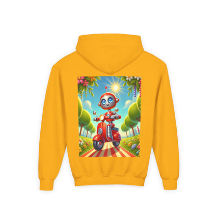 The Traveling Robot Youth Hooded Sweatshirt – Adventure, Curiosity & Playful Discovery