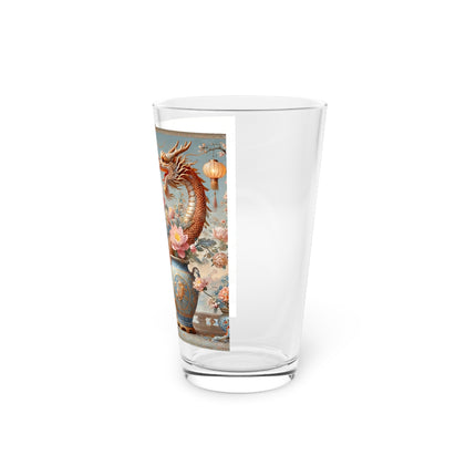Golden Dragon & Lantern Lady Pint Glass – Imperial Dragon & Elegant Harmony