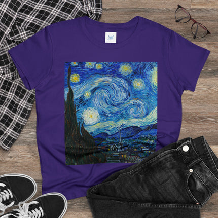 The Starry Night by Vincent Van Gogh Women's Midweight Cotton Tee