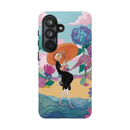 🌊☂️ The Lady Of The Flowered Seashore Phone Case – Art Deco Seaside Fashion