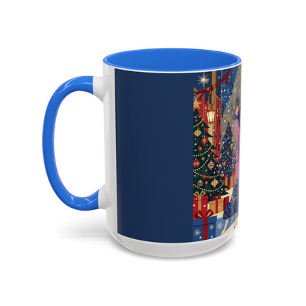 🎩🎄 Christmas Eve Promenade Colorful Mug – Art Deco Holiday Elegance