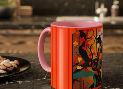 Black Cat in Kimono Colorful Mugs, 11oz