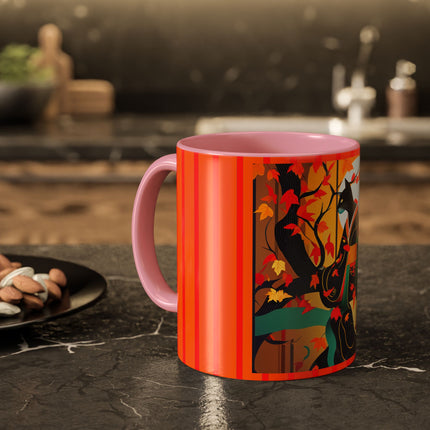 Black Cat in Kimono Colorful Mugs, 11oz