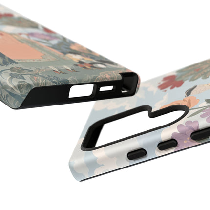 🌹🐈 The Lady And Puss In Boots Phone Case – Art Deco Floral Whimsy