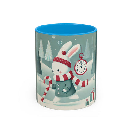 Candy Cane Timekeeper Bunny Colorful Mugs (11oz, 15oz)