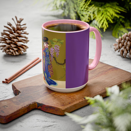 Wisteria Elegance Colorful Mug (11oz, 15oz) – Floral Beauty, Kimono Art & Timeless Grace