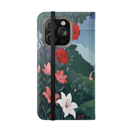 🌹💌 The Garden Of Blown Kisses Flip Case – Art Deco Floral Romance