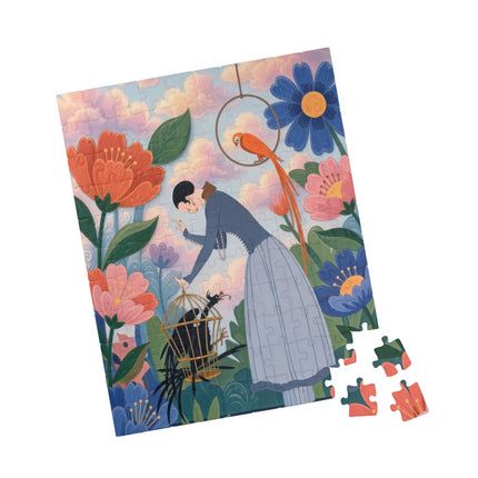 🦜🌺 The Lady Of The Garden Aviary Puzzle – Art Deco Floral Whimsy