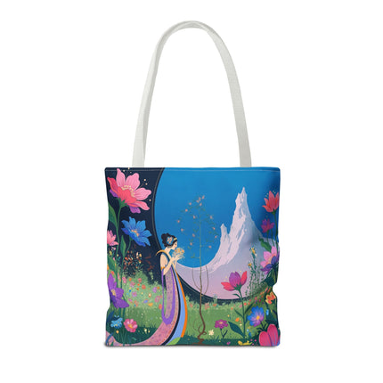 🌸🏔️ The Lady Of The Mountain Garden Tote Bag – Art Deco Floral Fantasy