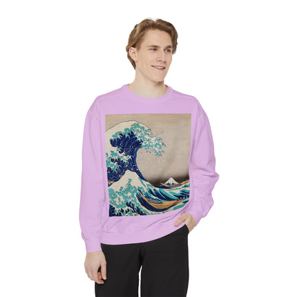 The Great Wave off Kanagawa by Katsushika Hokusai Garment-Dyed Sweatshirt