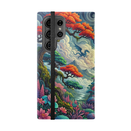 Mystic Guardian of the Sky Flip Case – Warrior Fairy & Turquoise Dragon