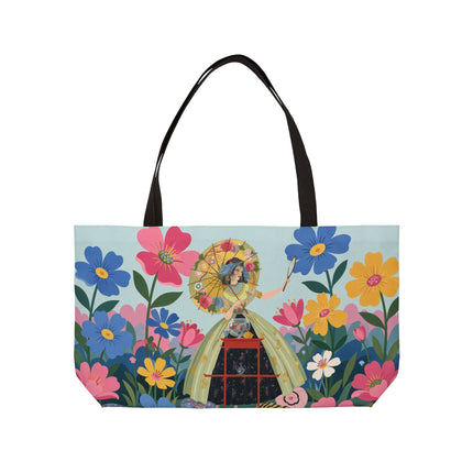 🌸🪞 The Floral Parasol Reflection Weekender Tote Bag – Art Deco Garden Fantasy