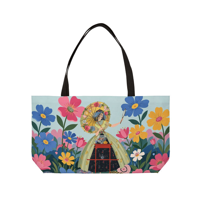 🌸🪞 The Floral Parasol Reflection Weekender Tote Bag – Art Deco Garden Fantasy