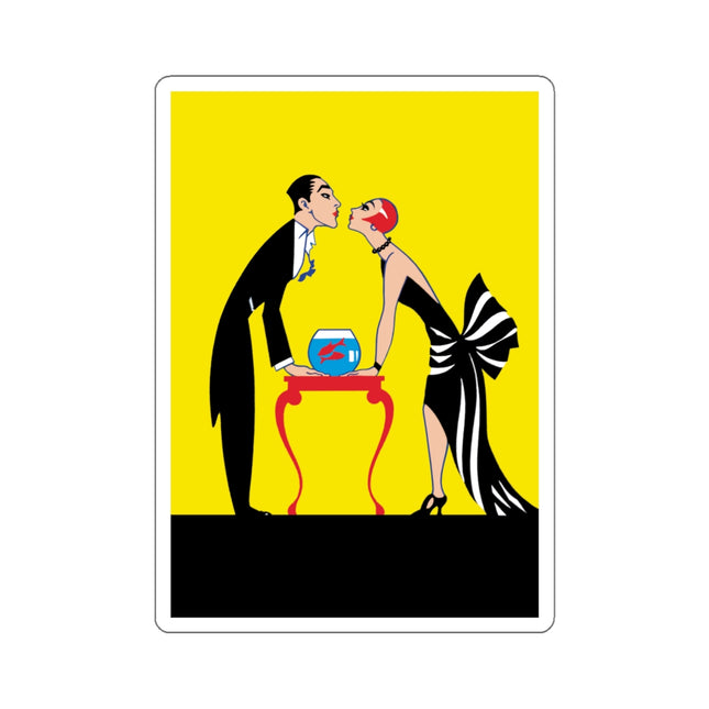 A Moment of Elegance: A Passionate Embrace Amidst Golden Splendor Kiss-Cut Stickers (4 Stickers)