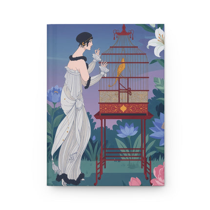 🐦🌸 The Lady And The Golden Bird Hardcover Journal – Art Deco Fashion Illustration