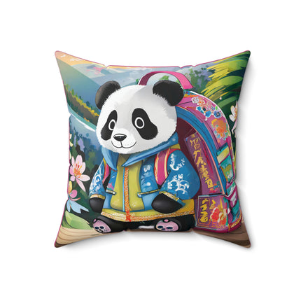 Baby Panda Spun Polyester Square Pillow