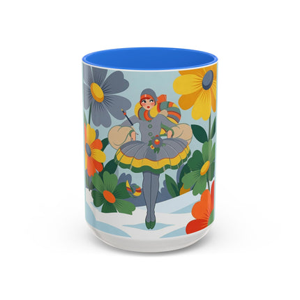 ❄️🌼 The Winter Flower Wanderer Colorful Mug – Colorful Art Deco Snow Fantasy