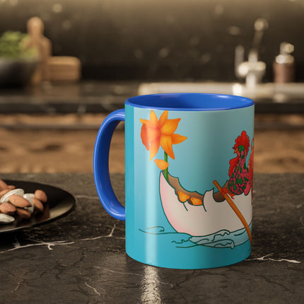 A Rooster's Seafaring Adventure Colorful Mugs, 11oz