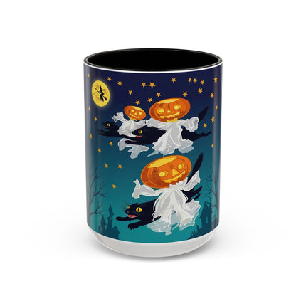 🐈‍⬛🎃 The Flying Black Cats Of Halloween Colorful Mug – Whimsical Storybook Charm