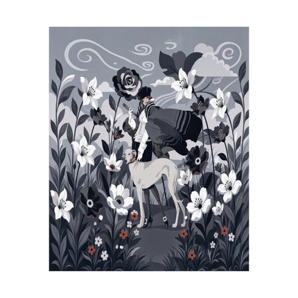 🖤🐕 The Lady Of The Midnight Hound Matte Vertical Poster – Art Deco Fashion Whimsy