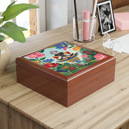 🌸🏯 The Lady Of The Pagoda Garden Jewelry Box – Art Deco Floral Fantasy