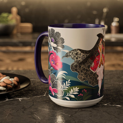 🌸🎀 The Pink Lace Garden Promenade Colorful Mug – Art Deco Fashion Elegance