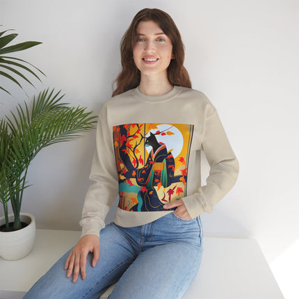 Black Cat in Kimono Unisex Heavy Blend™ Crewneck Sweatshirt