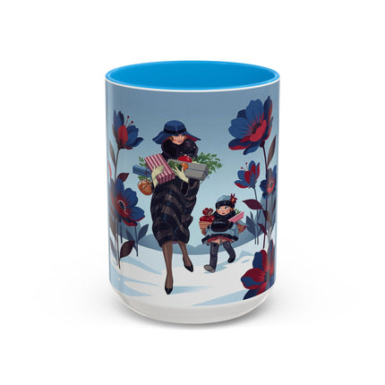 🎁🌺 The Christmas Gift Garden Stroll Colorful Mug – Art Deco Holiday Fantasy