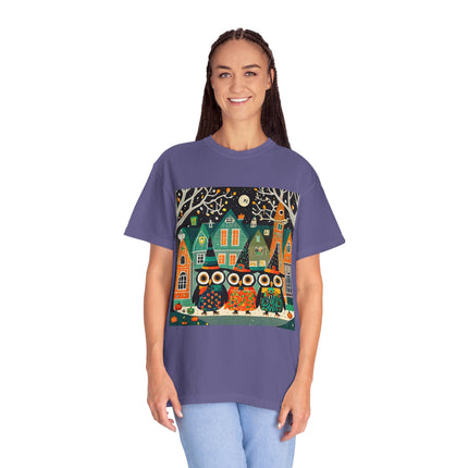 Night of the Trick-or-Treating Owlets Unisex Garment-Dyed T-shirt