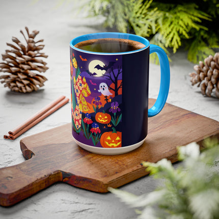 🌙🎃 The Moonlit Garden Masquerade Colorful Mug – Floral Halloween Charm