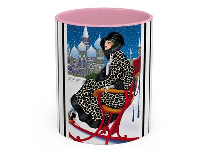 Elegant Winter Woman in Sleigh Colorful Mugs (11oz, 15oz)