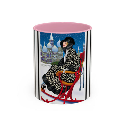 Elegant Winter Woman in Sleigh Colorful Mugs (11oz, 15oz)