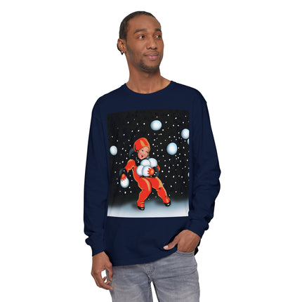 Festive Snowball Unisex Garment-dyed Long Sleeve T-Shirt