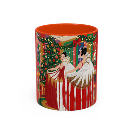 🎄💃 The Christmas Mirror Duet Colorful Mug – Art Deco Holiday Elegance